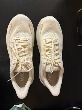 Worn once! $140 OBO! Hoka Women's Cream/Beige Lightweight Running Sneakers